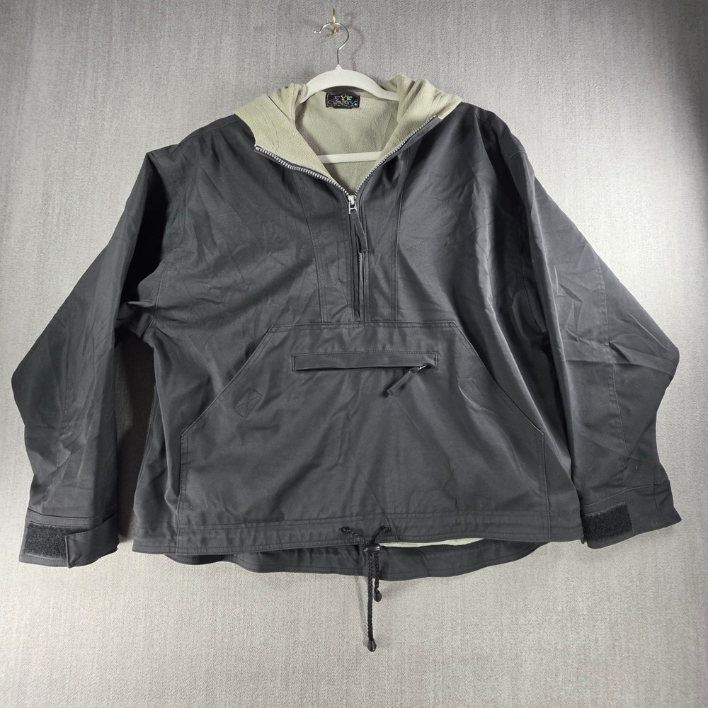 Eye Candy Anorak Jacket Mens M Black Fleece Lined Quarter Zip Pullover Hooded